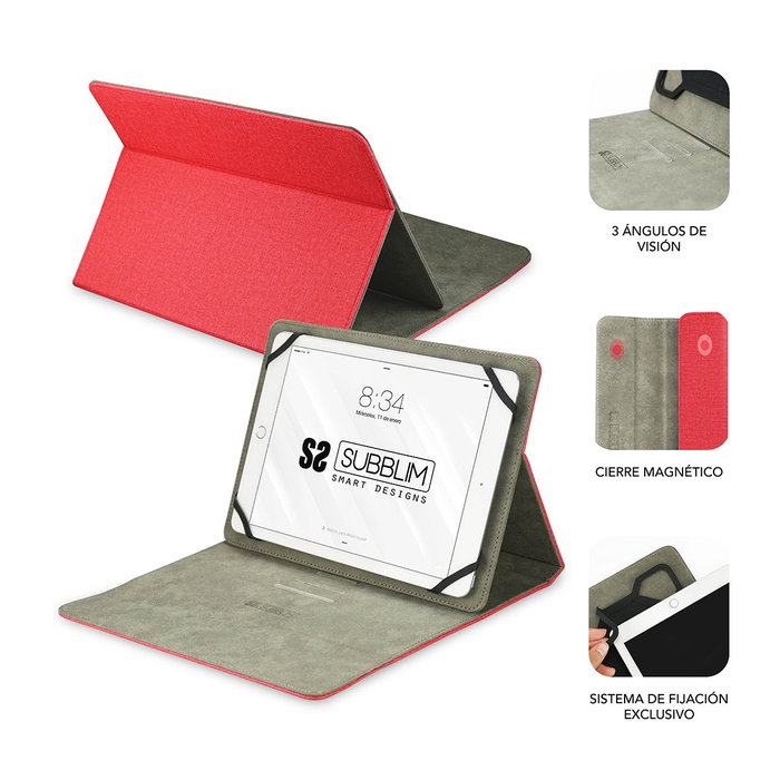 Subblim Clever Stand Funda para Tablet hasta 10,1 pulgadas - Rojo